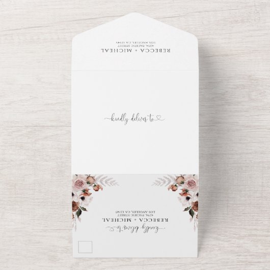 Zijde Bloemen Alles in een bruiloft Uitnodigen All In One Uitnodiging (Buitenkant)