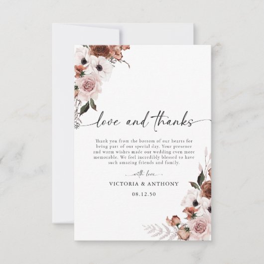 Zijde Bloemen Bruiloft Dank u Kaarten (Voorkant)
