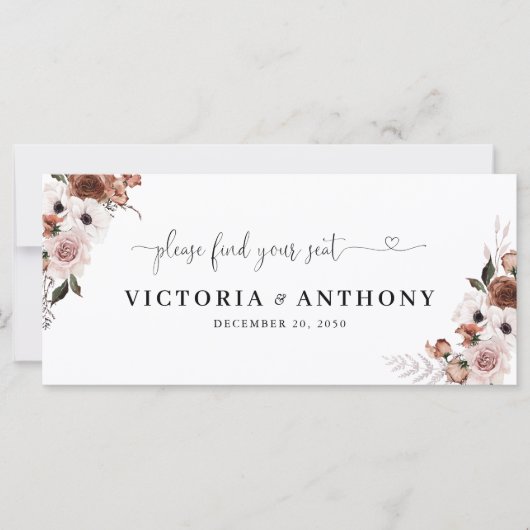 Zijde Bloemen Bruiloft Hoofd Tafel Teken (Voorkant)