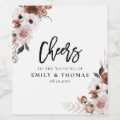 Zijde Bloemen Bruiloft Wijn Label Etiket (Enkel label)