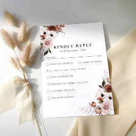 Zijde Bloemen Huwelijksceremonie RSVP Kaart