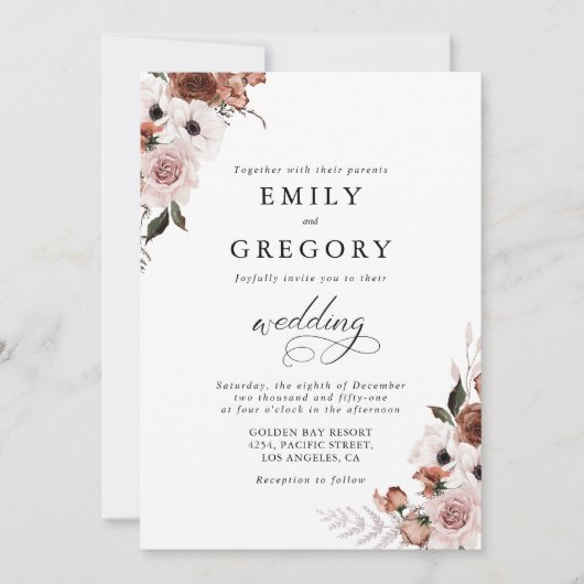 Zijde Bloemen Huwelijksceremonie Uitnodiging (Voorkant)