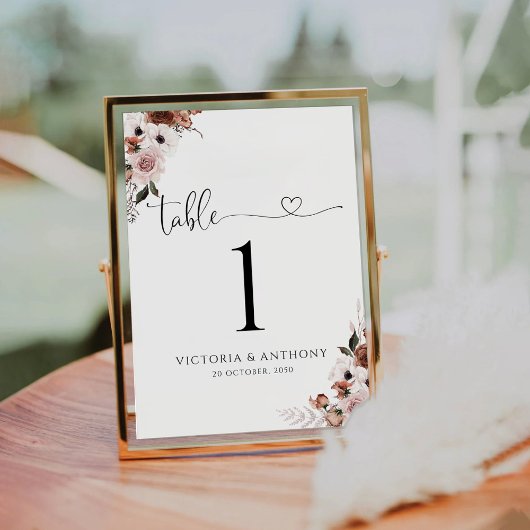 Zijde Bloemen Tafel Nummers Kaart