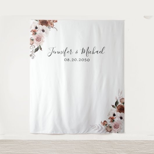 Zijde Bloemen Trouwceremonie Achtergrond Wandkleed (Voorkant)