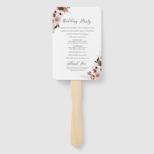 Zijde Bloemen Trouwprogramma Hand Fan Handwaaier (Achterkant)