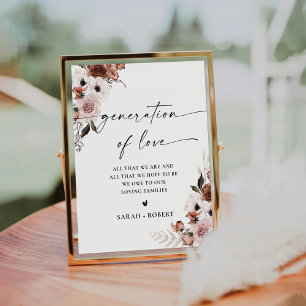 Zijde Bloemen Vrijgezellenfeest Generatie van Lief Reclamebord Met Voetstuk