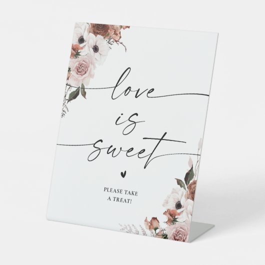 Zijde Bloemen Vrijgezellenfeest Liefde Is Zoet Tek Reclamebord Met Voetstuk (Voorkant)