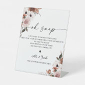 Zijde Bloemen Vrijgezellenfeest Oh Snap Sign Reclamebord Met Voetstuk (Voorkant)