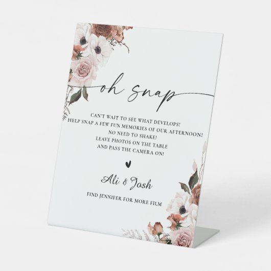 Zijde Bloemen Vrijgezellenfeest Oh Snap Sign Reclamebord Met Voetstuk (Voorkant)