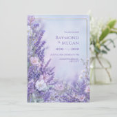 Zijde Bloesem Romantische Lavendel Gouden Frame Tr Kaart (Staand voorkant)