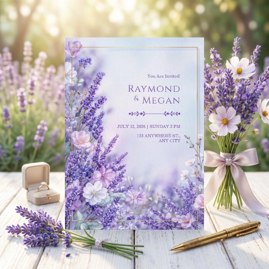 Zijde Bloesem Romantische Lavendel Gouden Frame Tr Kaart