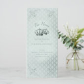 Zijde Damast - Trouw Menu Kaart (Staand voorkant)