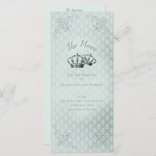 Zijde Damast - Trouw Menu Kaart (Voorkant / Achterkant)