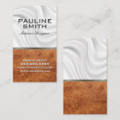 Zijde Draperie | Bruine Leer Textuur Visitekaartje (Voorkant / Achterkant)