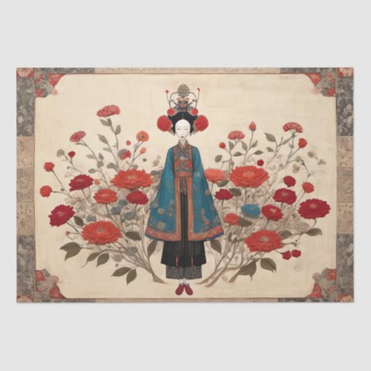 Zijde en bloemblaadjes - Decoupage - Tissuepapier (Voorkant)