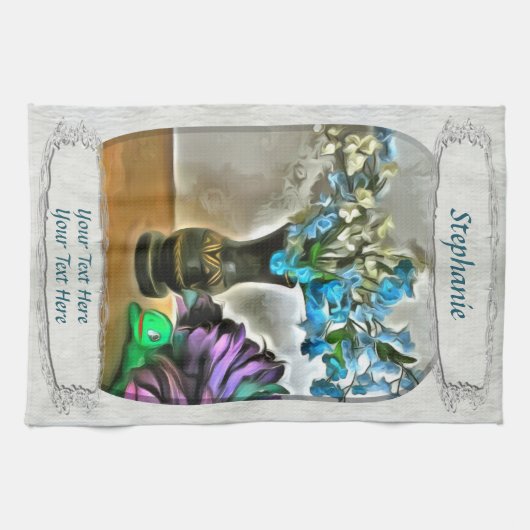 Zijde en Korn Husk Flowers 2190 Theedoek (Horizontaal)