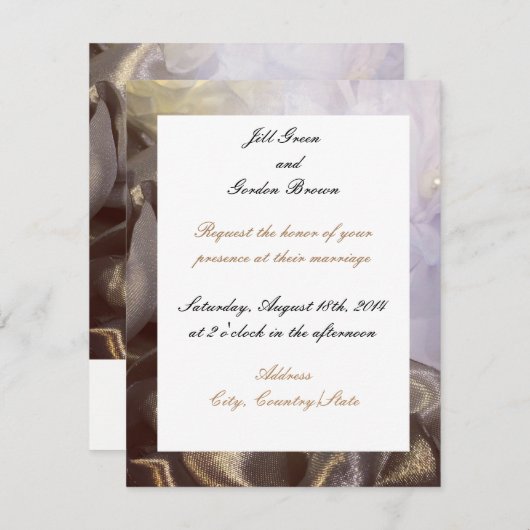 Zijde en Organza Petals Weddenschap Kaart (Voorkant / Achterkant)