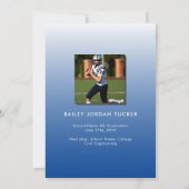 Zijde GRAD Blauwe Klas Jaar Foto Afstudeerceremoni Kaart (Achterkant)