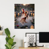 Zijde Koi Lantaarn Vijver Poster (Thuiskantoor)