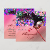 ZIJDE MARDI GRAS MASQUERADE & CONFETTI KAART (Voorkant / Achterkant)