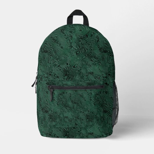 Zijde Moire Klein Patroon In Bosgroen Bedrukte Rugzak (Voorkant)