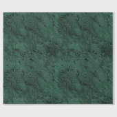 Zijde Moire Klein Patroon in Bosgroen Cadeaupapier (Vlak)