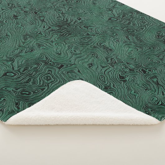 Zijde Moire Klein Patroon In Bosgroen Sherpa Deken (3/4)