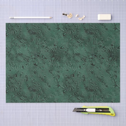 Zijde Moire Klein Patroon In Bosgroen Tissuepapier (Craft)