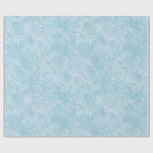 Zijde Moire Klein Patroon In Heldere Aqua Cadeaupapier (Vlak)