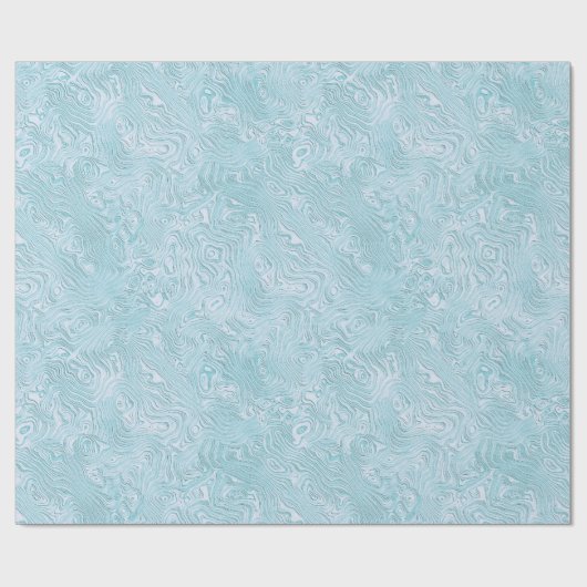 Zijde Moire Klein Patroon In Heldere Aqua Cadeaupapier (Vlak)