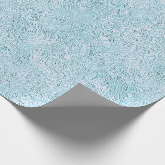 Zijde Moire Klein Patroon In Heldere Aqua Cadeaupapier (Hoek)