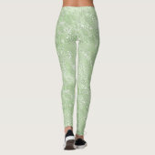 Zijde Moire Klein Patroon in Lichtgroen Leggings (Achterkant)