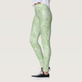 Zijde Moire Klein Patroon in Lichtgroen Leggings (Links)