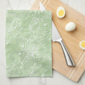 Zijde Moire Klein Patroon in Lichtgroen Theedoek (Quarter Fold)