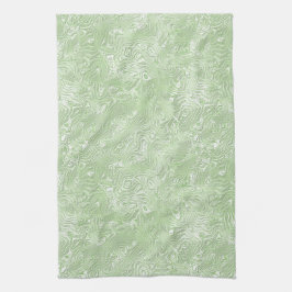 Zijde Moire Klein Patroon in Lichtgroen Theedoek