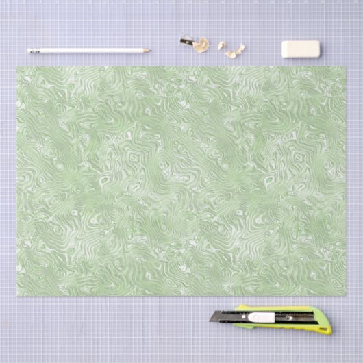 Zijde Moire Klein Patroon in Lichtgroen Tissuepapier (Craft)