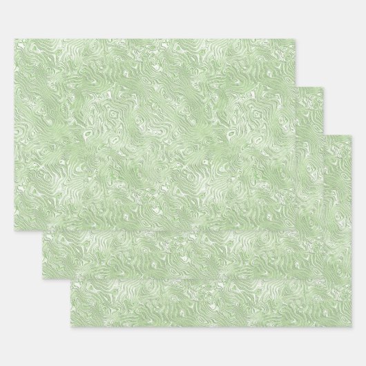 Zijde Moire Klein Patroon In Lime Groen Inpakpapier Vel (Set)