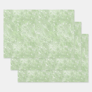 Zijde Moire Klein Patroon in Limoengroen Inpakpapier Vel