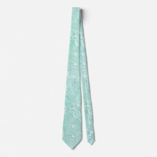 Zijde Moire Klein Patroon in Mintgroen Stropdas