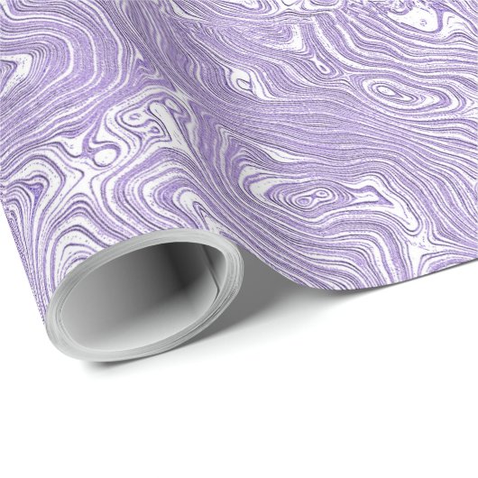 Zijde Moire Kleine Patroon in Lila Lavendel Cadeaupapier (Rol Hoek)