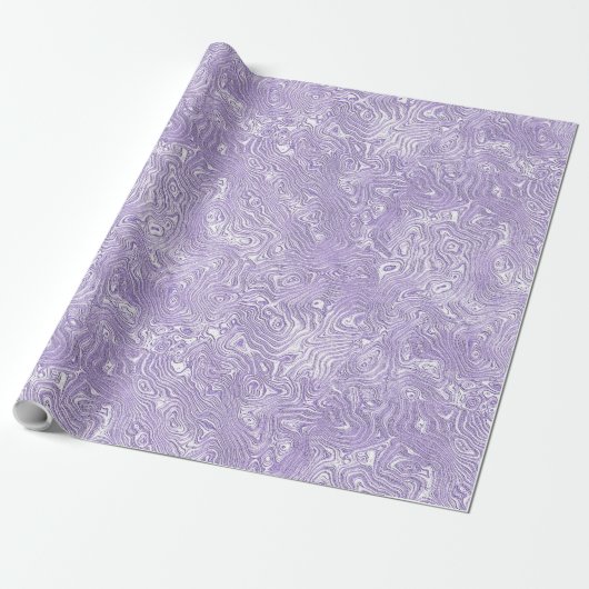 Zijde Moire Kleine Patroon in Lila Lavendel Cadeaupapier (Uitgerold)