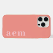 Zijde Monogram Beginletters Roze Minimalistisch iPhone Hoesje (Achterkant horizontaal)