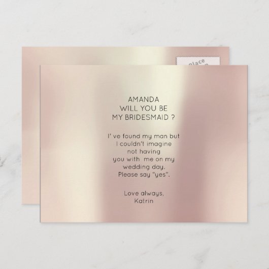 Zijde Roos Goud Uitnodiging Briefkaart (Voorkant / Achterkant)