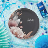 Zijde Roze Boho Peony Dusty Roos Vrijgezellenfeest Papieren Bordje (Feest)