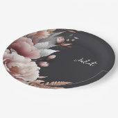 Zijde Roze Boho Peony Dusty Roos Vrijgezellenfeest Papieren Bordje (Gekanteld)