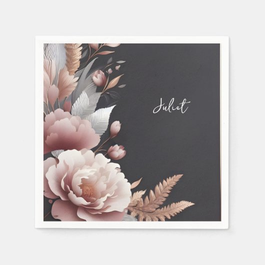 Zijde Roze Boho Peony Dusty Roos Vrijgezellenfeest Servet (Voorkant)