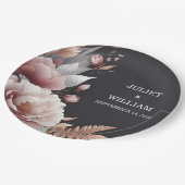 Zijde Roze Boho Peony Tuin Stoffig Roos Bruiloft Papieren Bordje (Gekanteld)