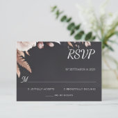 Zijde Roze Boho Peony Tuin Stoffig Roos Bruiloft RSVP Kaartje (Staand voorkant)