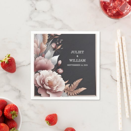 Zijde Roze Boho Peony Tuin Stoffig Roos Bruiloft Servet (Insitu)