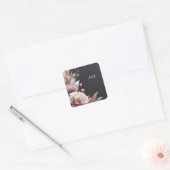 Zijde Roze Boho Pioen Stof Roze Bruidsdouche Vierkante Sticker (Envelop)